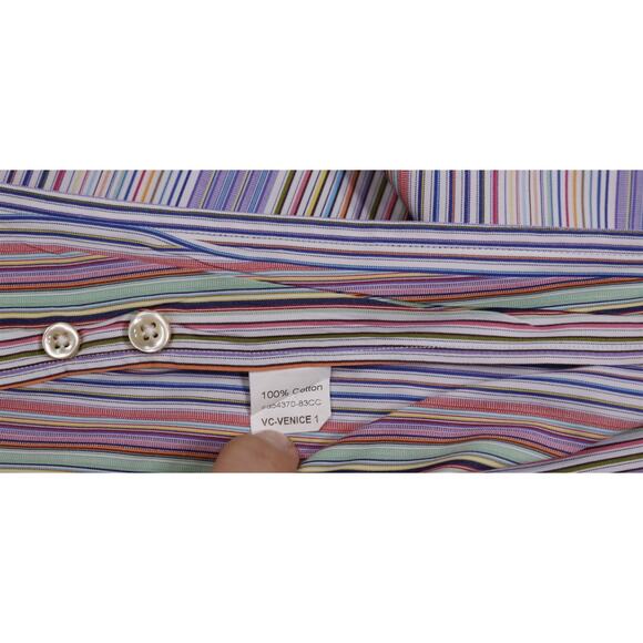 Paul Stuart Men's Rainbow Striped Button-Up Dress Shirt XL - Picture 7 of 7